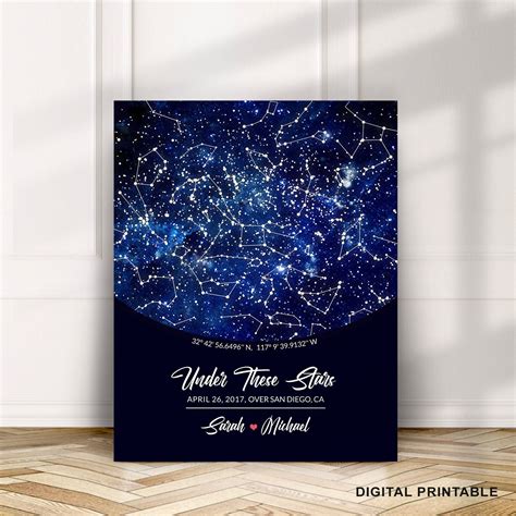 Sky Map Custom Printable Star Map Anniversary Gift Personalized My