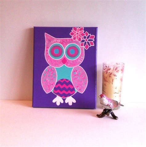 Creative hobby and education for children. Cute Owl canvas paint idea . | EASY PAINTING IDEAS ...