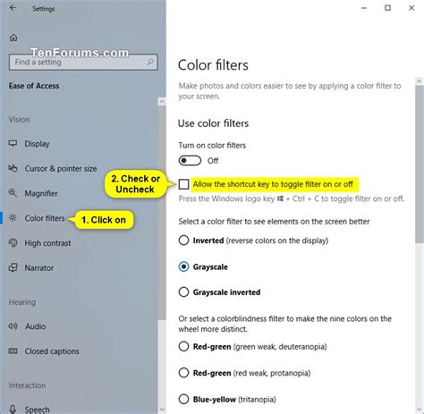Enable Or Disable Color Filters Hotkey In Windows 10 Tutorials