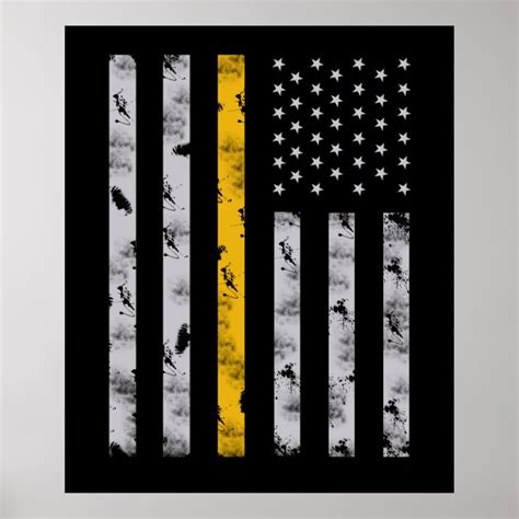 Thin Gold Line Flag 911 Dispatcher Distressed Poster