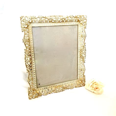 Ornate Metal Picture Frame Gold And Cream Hollywood Regency Etsy