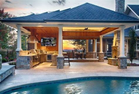 Lovely Outdoor Kitchen And Pool Design Ideas Hoomcode Outdoor Kitchen
