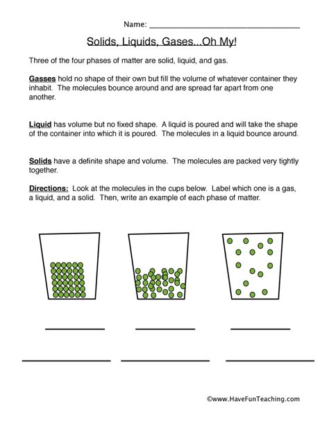 States Of Matter Examples Worksheet Have Fun Teaching