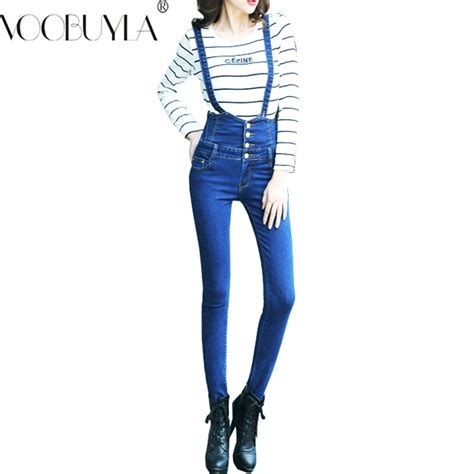 Voobuyla Womens High Waist Jeans Skinny Elastic Denim Pencil Pants Female Lace Up Buttons Long