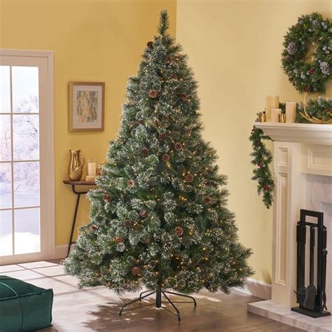 Pre Lit Christmas Tree 7ft Premium Hinged Blue Spruce Artificial