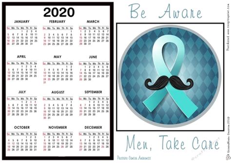 Home / 2020 health awareness calendar. 2020 Calendar Prostate Cancer awareness - CUP982193_4063 ...