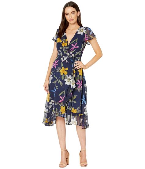 Adrianna Papell Floral Print Chiffon Midi Dress In Blue Save 28 Lyst