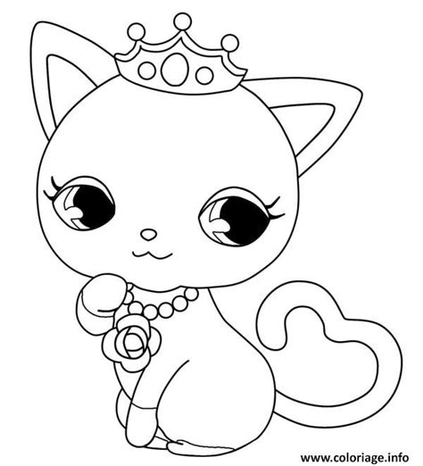 Coloriage Chaton Princesse Kawaii Dessin Chaton à Imprimer