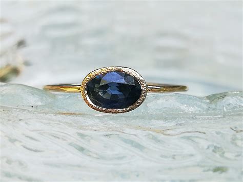 Blue Sapphire Ring In Solid 14k Gold Unique Sapphire Ring Etsy