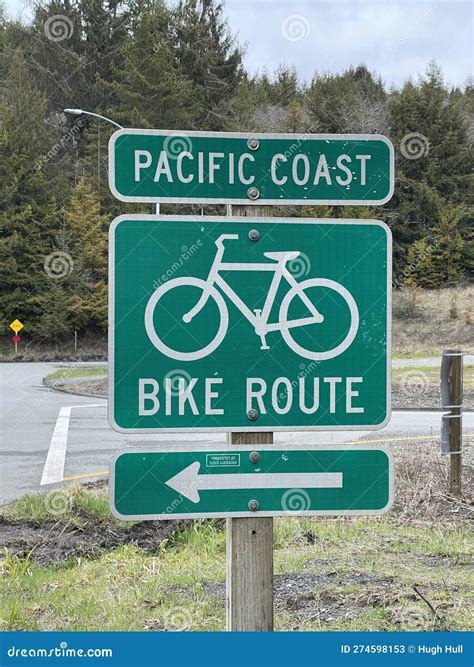 Highway 101 Sign Showing Pacific Coast Bike Route Stock Image Image
