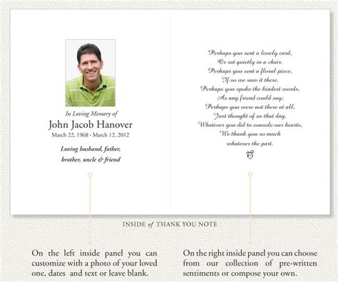 Memorial Thank You Notes By Memorial Prayer Cards Funeral Thank You