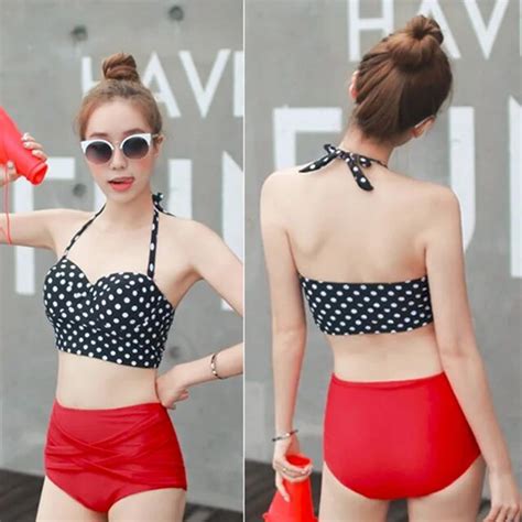 retro bikini pinup rockabilly dot push up bathing suit beachwear vintage sexy high waist bikinis