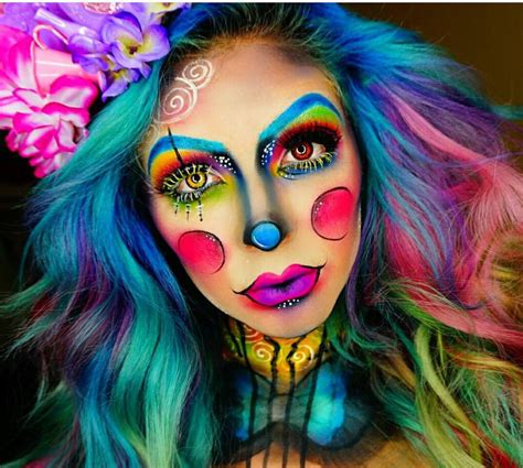 Colorful Clown Visage Halloween Face Painting Halloween Halloween Face Makeup Colorful