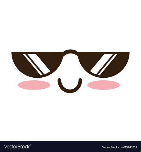 face with sunglasses emoji kawaii character vector image