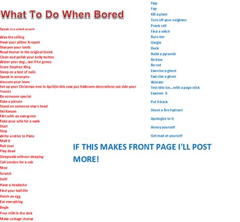 What To Do When Bored