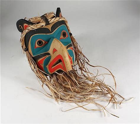Native American Mask Signed By Emil Thibert Canada Yel