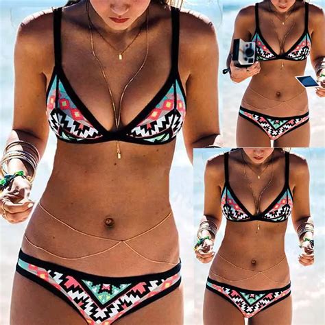 2017 Hot Selling Womens Swimwear Bikinis Set Bandeau Triangle Push Up Padded Swimsuit Women Sexy
