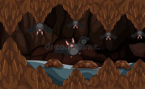 Undergrounf Cave With Bats Stock Vector Illustration Of Caves 121990807