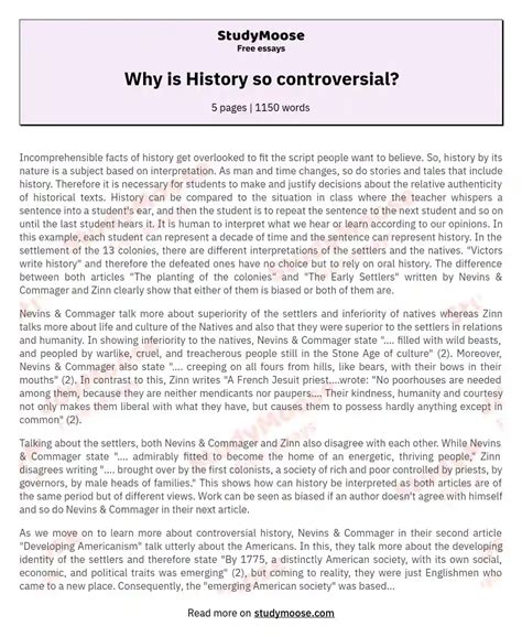 Why Is History So Controversial Free Essay Example