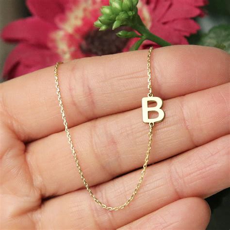 14k Solid Gold Initial Necklace Personalized Etsy
