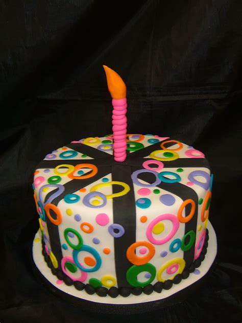 Fun And Funky Birthday Cake With Fondant Candle Cake Custom Cakes