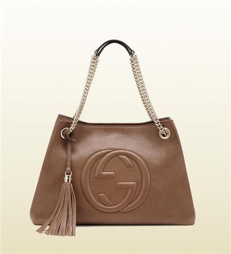 Gucci Soho Leather Shoulder Bag In Brown Lyst