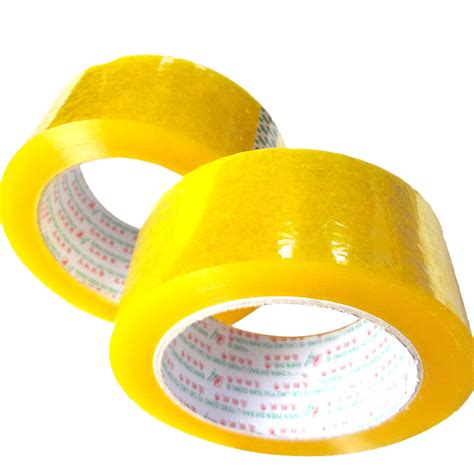 Custom Size Self Adhesive Packaging Tape Bopp Yellowish Plastic Packing