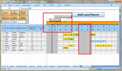 Free Staff Leave Planner Template Free Templates Printable