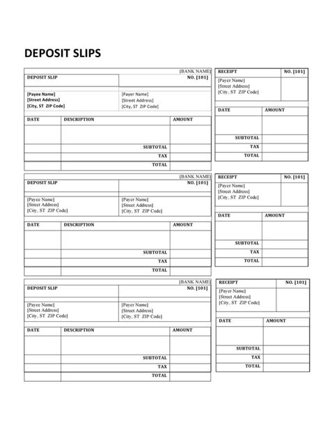 37 Bank Deposit Slip Templates And Examples Templatelab