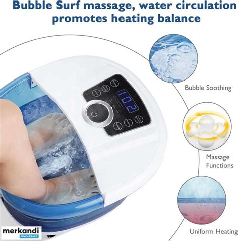Foot Spa Bath Massager 6 In 1 With Heat Bubbles 4 Motorized Massage Rollers 3 Speed Frequency