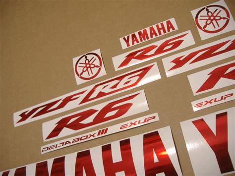 Chrome Mirror Red Logo Decals Set For Yamaha Yzf R6 2003 2005 Moto