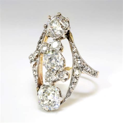 Antique Edwardian Diamond Ring Circa 1920s Unique Old European Cut