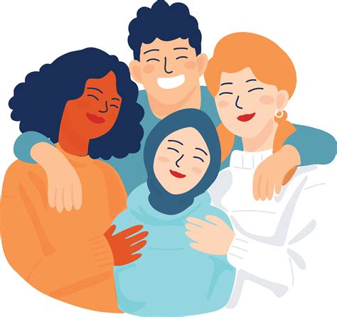 A Group Of Happy Multiethnic Friends Hugging Each Other Vector Illustration 24444693 Vector Art