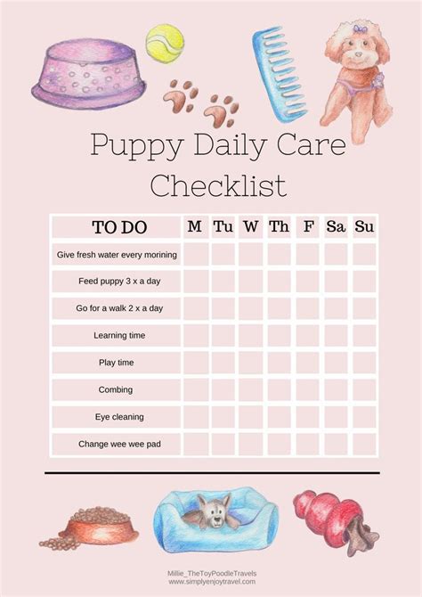 Free Printable Checklist Pet Care Dogs Puppies Puppy Training Schedule