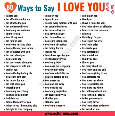 80 Romantic Ways To Say I Love You In English Esl Forums