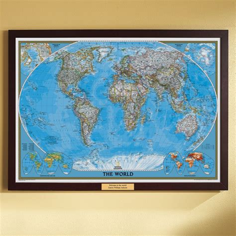 Large Framed Map Of The World Us States Map