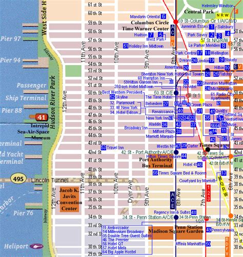 City Of New York New York Hotel Map