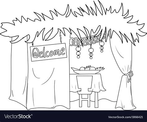 Sukkah For Sukkot Coloring Page Royalty Free Vector Image