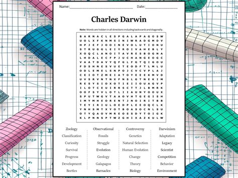 Charles Darwin Word Search Puzzle Worksheet Activity Teaching Resources