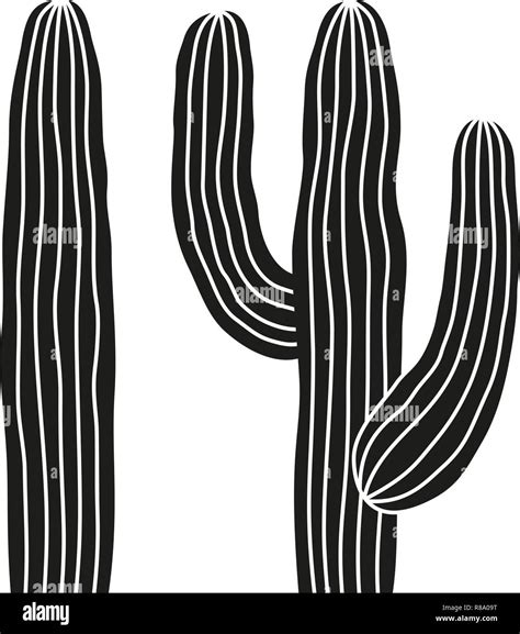 Black And White Mexican Cactus Silhouette Stock Vector Image And Art Alamy