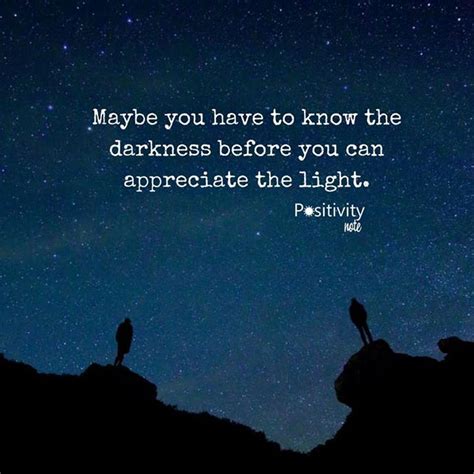 Maybe You Have To Know The Darkness Before You Can Appreciate The Light