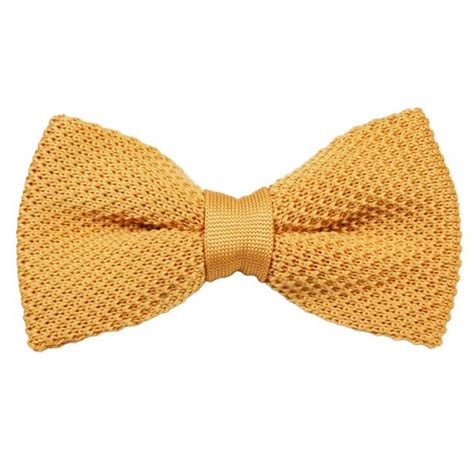 Plain Gold Knitted Bow Tie From Ties Planet UK
