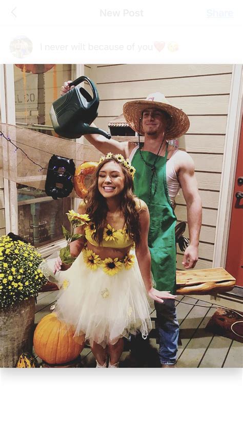 Sunflower And Gardener Couples Halloween Costumes Perfect For College Cute Couple Halloween