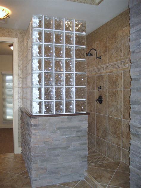 A Very Different Look Blending Glass Block Tile And Stone Contact Masonry And Glass Systems In