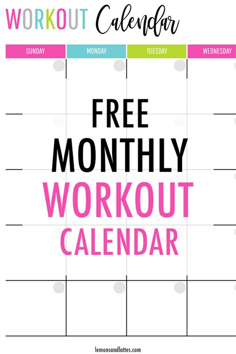 Monthly Workout Calendar Printables Trainings Kalender