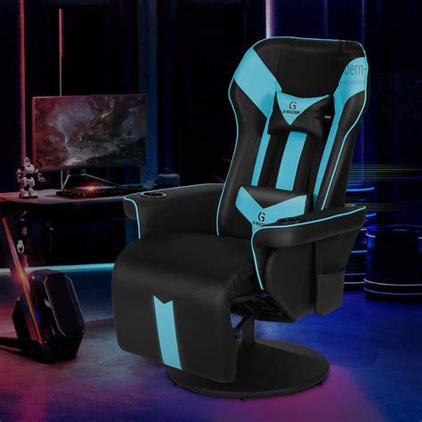 gaming chair swivel recliner with bluetooth speaker and massage lumbar support ebay