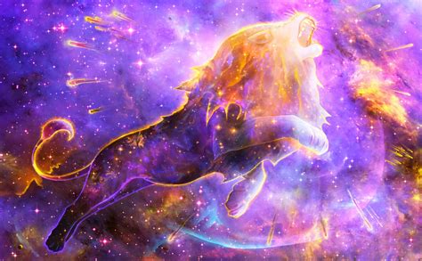 Colorful Lion Spirit In Space Nebula Wallpaper Hd Fantasy 4k