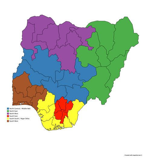 Six Regions of Nigeria [OC] : MapPorn