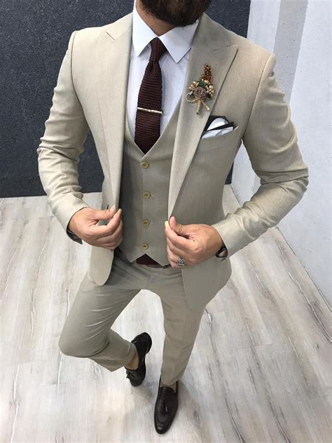 Connor Beige Slim Fit Suit In 2021 Beige Suits Wedding Designer