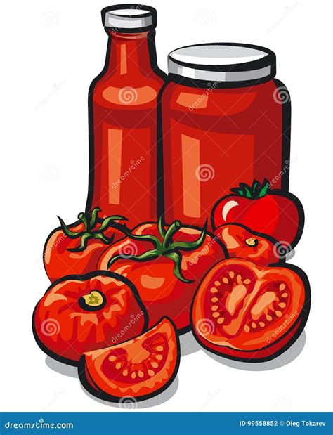 Tomatoes And Tomato Sauce Stock Vector Illustration Of Tomato 99558852
